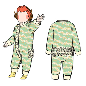 Pijama Enterizo de Algodón/Bambú de 230g para Niñas, con Cierre, Pliegues y Encaje, Pies Plegables, Modelo Fb-3, Personalizado con Impresión - Product Image 4