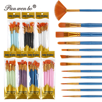 Ensemble de 10 pinceaux à poils en nylon avec manche en plastique multicolores Panwenbo pour la peinture acrylique, aquarelle, huile, artiste