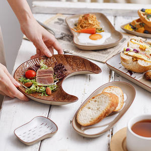 Assiette à pain créative en céramique style INS SYL, assiette à petit-déjeuner et dessert, assiette à <span class=keywords><strong>baguette</strong></span> et toast, vaisselle à pain peinte à la main - Product Image 5