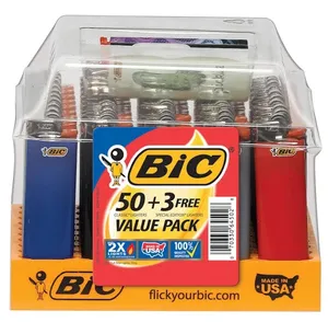 Maxi J26 Wholesale USA Stock 50+3pcs Per Pack Lighters BIC Big Size J26 Lighters Custom BIC Lighters