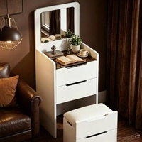 Coiffeuse compacte pour chambre à coucher avec miroir LED et tiroirs de rangement, console de maquillage pour appartement