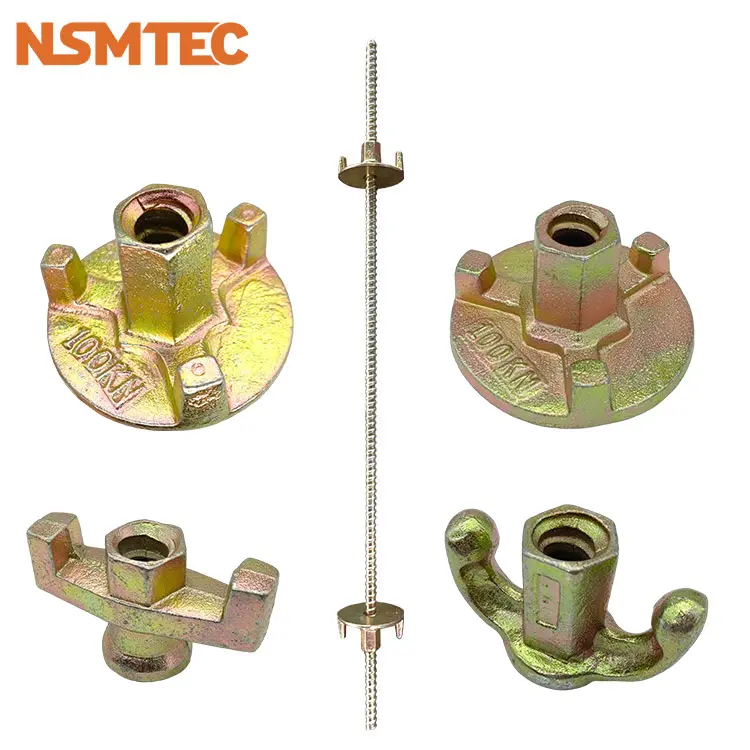 Wall formwork tie rod and concrete wing nut with anchor nut system bolt washer waler swivel combination plate thread form bar