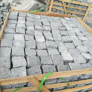 Pietra di ciottoli di granito grigio cubo di pietra tagliato a misura di pavimentazione per l'abbellimento all'aperto