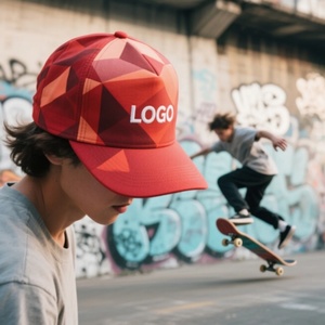 Custom Logo 3D Embroidery Letter Pattern Snapback Baseball Hat <b>Flat</b> Brim 5-Panel Sporty Style Sublimation Print Common Fabric - Product Image 5