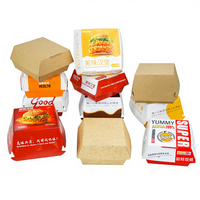 Caja de Embalaje de Papel Marrón para Hornear, Caja de Embalaje para Hamburguesas para Llevar, Caja para Hamburguesas Resistente al Aceite y No Plegable, Lista para Usar