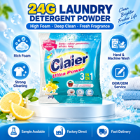 Lessive en poudre dégraissante au citron haute mousse, en sachets de 24g et 90g, pour lavage à la main, qualité stable, marque privée OEM, Papouasie-Nouvelle-Guinée