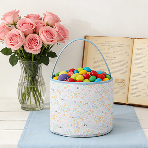 <span class=keywords><strong>Panier</strong></span> de Pâques en toile personnalisé imprimé en gros, motif floral de lapin, chasse aux œufs, sac fourre-tout avec poignée, paniers de Pâques - Product Image 3