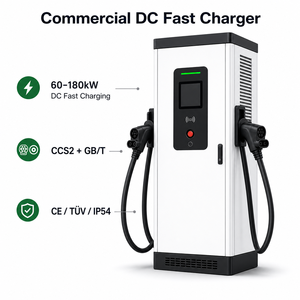 Nueva Estación de Carga Rápida para Vehículos Eléctricos de 60kW CC, Cargador Doble para Vehículos, CCS2 CHAdeMO GBT OCPP IP54 Comercial - Product Image 1