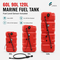 Réservoir de carburant marin LINDA 60L 90L 120L en HDPE de 4 mm avec capteur de 0 à 190 Ohm en option, 240 à 33 Ohm pour bateau hors-bord