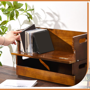 Support de rangement pour <span class=keywords><strong>CD</strong></span> et DVD en bois brun, 2 ensembles, avec poignées, organisateur de médias portable, capacité de 36 disques chacun, pour la maison - Product Image 1