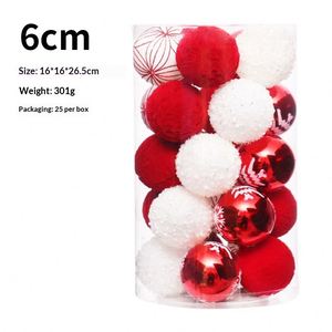 Juego de 25 Bolas de Plástico Pintadas y Decoradas al Estilo Americano, de 6 cm, para Adornos de Árbol de Navidad - Product Image 2