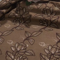 Nouveau tissu en lin-coton avec broderie de pivoine en jade rouge, tulle et guipure suisse pour robe de mariée et robe femme