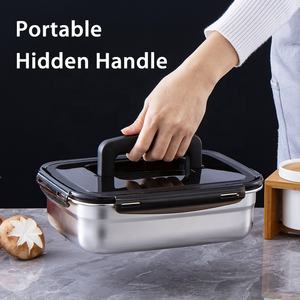 Boîte à lunch <span class=keywords><strong>rectangulaire</strong></span> en acier inoxydable avec couvercle en PP boîte de stockage de nourriture <span class=keywords><strong>thermos</strong></span> pour la maison vente en gros - Product Image 2