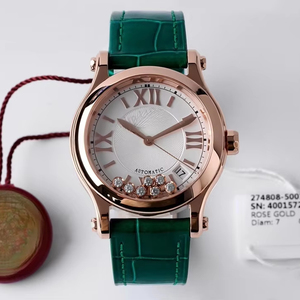 Elegante Reloj Mecánico Automático para Mujer con Diamantes Flotantes, Esfera Romana, Ventana de Fecha, Correa de Cuero, Reloj de Pulsera para Fiesta - Product Image 1