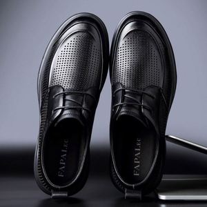 Chaussures Derby noires de qualité supérieure pour hommes, en cuir véritable, à lacets, antidérapantes, style formel, tendance et polyvalent, taille plus - Product Image 6