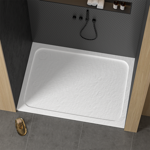 Bak Mandi Persegi Panjang Modern Solid Surface Jestone JST002 dengan Drainase Linear - OEM/ODM Dapat Disesuaikan untuk Hotel & Apartemen - Product Image 2