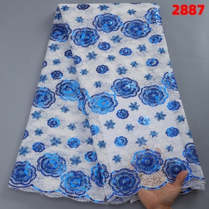 Dentelle africaine à sequins pour mariage, tissu en soie <span class=keywords><strong>de</strong></span> lait française, tulle <span class=keywords><strong>de</strong></span> haute qualité 2022, dentelles en maille pour robe <span class=keywords><strong>de</strong></span> mariée nigériane pour femme 2887 - Product Image 5