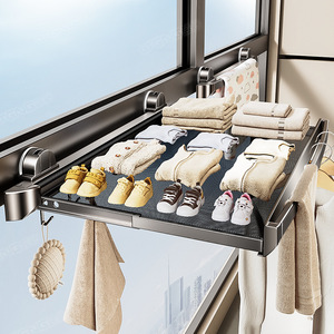 Retractable Clothes Drying Rack Wall Mounted Invisible Suction Cup Balcony Indoor Drying Net For Underwear And Shoes - Product Image 1