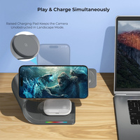Station de charge sans fil magnétique 3-en-1 en métal 15W à charge rapide avec aimant puissant pour iPhone 17 et AirPods