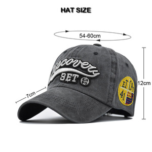 Casquette de baseball rétro déchirée unisexe avec lettres brodées en 3D « Discover 3ET » effet délavé - Product Image 6