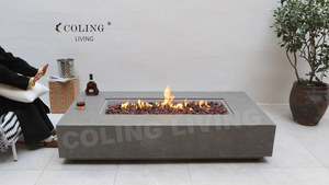 P012 Luxuriöse Garten- und Terrassen-Feuerstelle aus GFRC-Beton, Rechteckig, für Erdgas/Propan, mit Rustikaler Oberfläche - Product Image 5