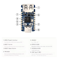 Papan Pengembangan Mini Raspberry Pi RP2350-USB-A Asli Prosesor Arsitektur Ganda Dual Core Antarmuka USB Tipe A RP2350