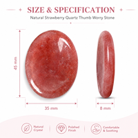Pierre de méditation en quartz fraise naturel, polie, 45x35mm, pour massage de poche, cadeau