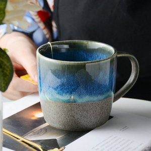 Tazza in ceramica smaltata a colori reattivi con <span class=keywords><strong>due</strong></span> colori in gres misto tazza da caffè tazza da tè in terracotta tazza retrò - Product Image 2