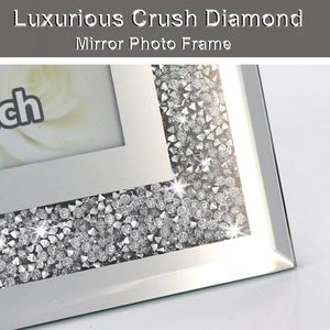 Wholesale Crystal Glass Glitter Handmade Eco-Friendly Gold Powder Rectangular <b>Swing</b> Photo <b>Frame</b> 6 Inch 7 8 Hot Sale - Product Image 2