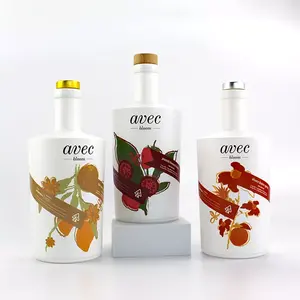 Botella de licor de vidrio con tapa de corcho, impresión personalizada, 750ml, Gin, Whisky, Vodka, Tequila