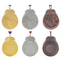 JP0804 Estatuilla de Jugadores de Voleibol de Estilo de Arte Popular, Medallas y Trofeos de Metal Liso con Cinta