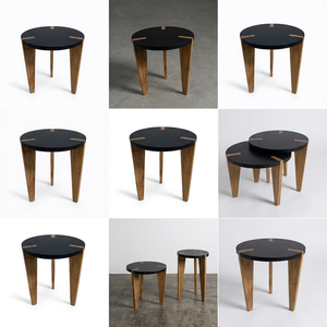 Modern Mango Wood <b>Side</b> <b>Table</b> Round Black Top Handmade Accent Furniture For Living Room Bedroom <b>Sofa</b> Corner Home Interior - Product Image 4