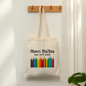 Bolso de hombro personalizado de lona con diseño de agradecimiento a los profesores de <span class=keywords><strong>Francia</strong></span>, bolso de compras reutilizable para mujer, para viajes - Product Image 6