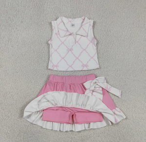 Conjuntos de Ropa Deportiva para Bebés Niñas: Chalecos a Cuadros con Botones, Lazos y Faldas con Volantes/Shorts - Product Image 3