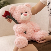 Groothandel 30cm Teddybeer met Roos Zachte Pluche Beer Pop Knuffeldier Speelgoed Valentijnsdag Decoratie Cadeaus Feestdag Cadeau