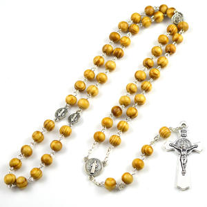 Jerusalem Sacra terra perline santo religioso benedetto croce <span class=keywords><strong>rosario</strong></span> collana pino cattolico in legno <span class=keywords><strong>catena</strong></span> del <span class=keywords><strong>rosario</strong></span> - Product Image 2