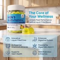 Qbioflex Offre Spéciale Gummies Multivitaminés HALAL OEM pour Hommes avec Oméga-3, Probiotiques et Enzymes – Gummies Remplis de Liquide