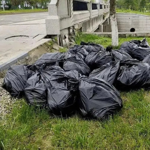 Venta al por mayor de bolsas de basura con logotipo impreso personalizado de alta resistencia negro bolsa de basura para el hogar en rollo Bolsas De Basura - Product Image 5