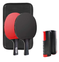 Ping-pong, ensemble de tennis de table professionnel pour 2 joueurs, raquette personnalisée en bois pur, portable, 2 raquettes, 3 balles, filet portable, double raquette
