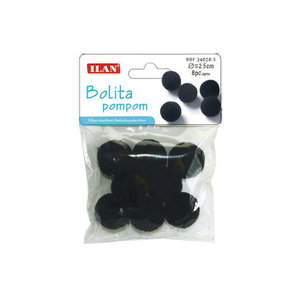 Pompon Ilan Bolita 2,5 cm in Lana Nera per Decorazioni Artigianali - Product Image 2