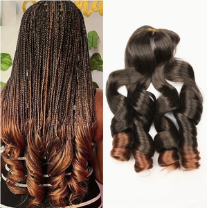 JINRUILI 24 inci 150g rambut keriting Perancis Afro Kinky lembut Yaki serat suhu tinggi rajutan kepang keriting Prancis - Product Image 2