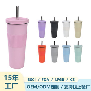 Stainless Steel Tumbler 850ml Insulated With Straw Wide Mouth Travel Cup For Milk Tea And Water - Product Image 3