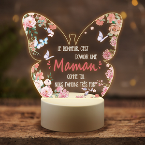 Personalized Acrylic <b>LED</b> Night <b>Light</b> with Plastic Base Romantic Floral Butterfly Desk Lamp Custom Text for Home and Gift - Product Image 1