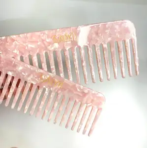 SAIYII personnalisé acétate de Cellulose peigne large dent antistatique démêler l'acide acétique 4MM douche humide sec peignes à cheveux pour les femmes
