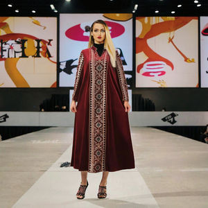 Vestido Midi Largo Islámico de Invierno para Boda, Talla Grande 4202, de Poliéster, Abaya de Terciopelo Iraquí con Bordado de Lujo para Mujeres Musulmanas - Product Image 3