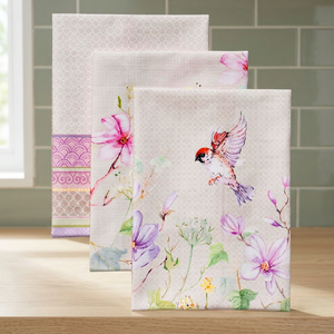 Paños de Cocina Rectangulares de Algodón con Estampado Floral, Diseño de Aves y Flores, de Secado Rápido, Lavables a Máquina, Ecológicos - Product Image 1