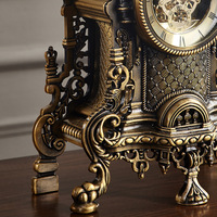 Horloge de table vintage européenne, design antique à engrenages apparents, décoration pour cheminée, maison, salon, bureau