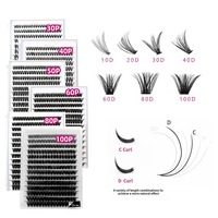 Cils en grappe faits à la main de style naturel, doux et confortables, extension de cils segmentée, 3D, style féerique, pointe mixte, réutilisable