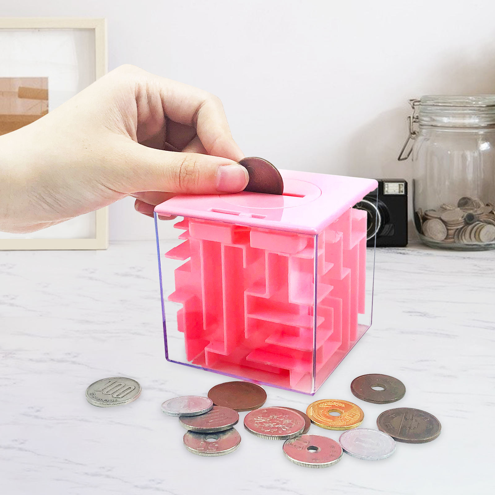 塑料智能迷宫玩具硬币银行3D立体存钱盒迷宫存钱罐魔方存钱盒| Alibaba.com