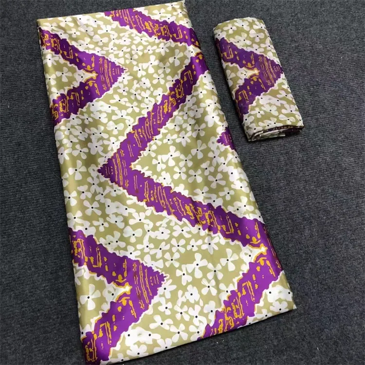 Latest African Colorful Pattern Satin Silk Fabric For Party Dress Creative Digital Print Silk Fabric 4+2 Yards/lot